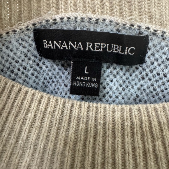 BANANA REPUBLIC Large Oversized Fair Isle Balloon Sleeve Wool Sweater - Picture 3 of 6